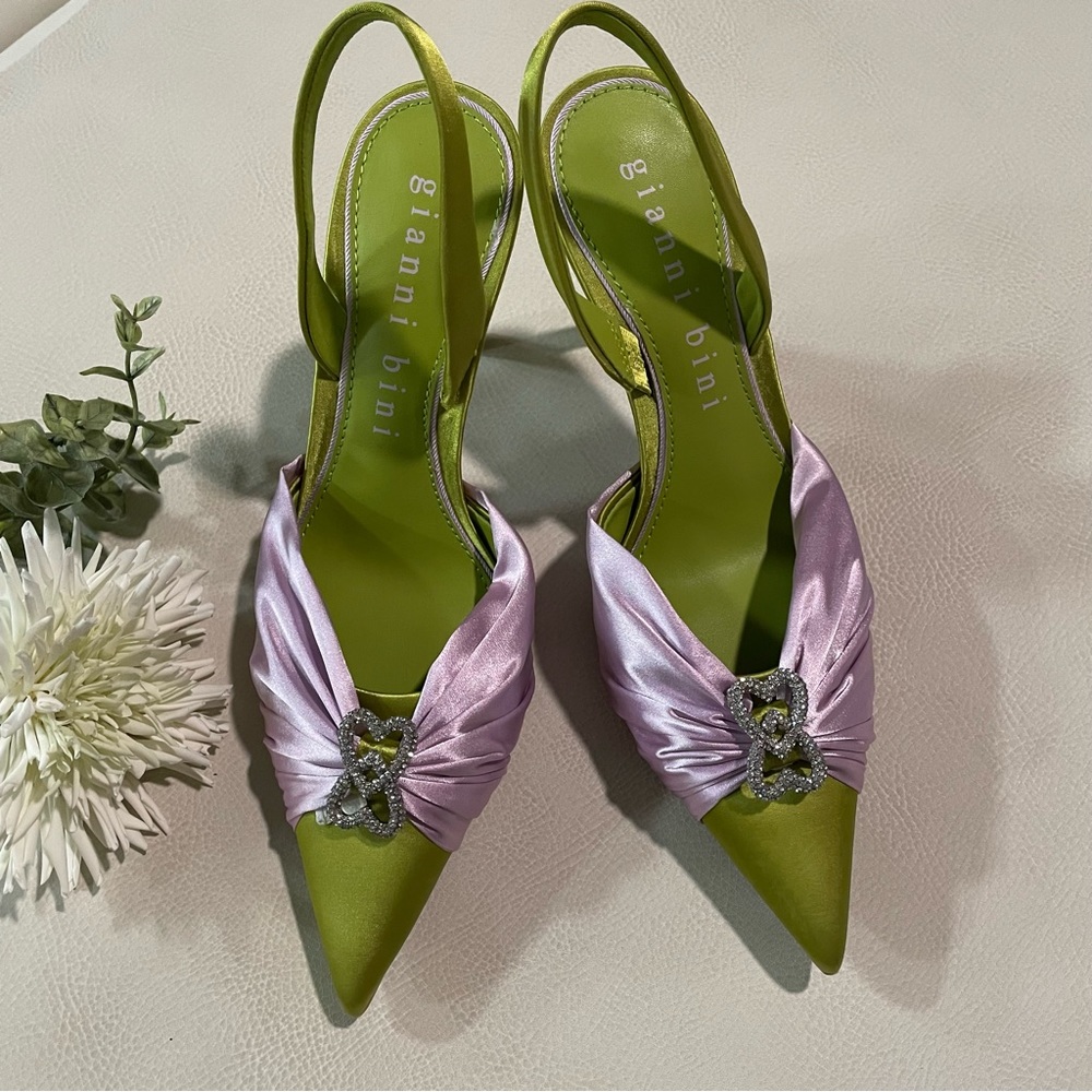 Gianni Bini Michah Satin Heart Embellished Slingback - Picture 5 of 11